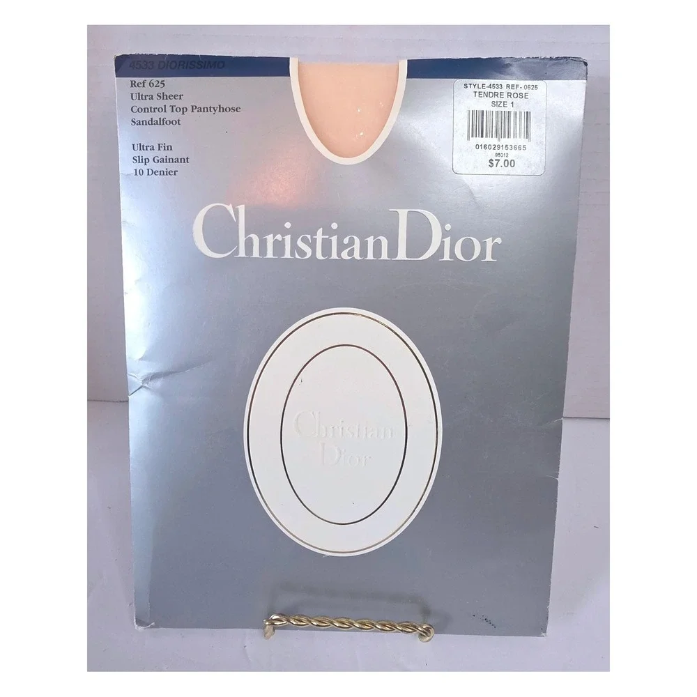 VTG Christian Dior Diorissimo Ultra Sheer Control Top Pantyhose Tendre Rose SZ 1